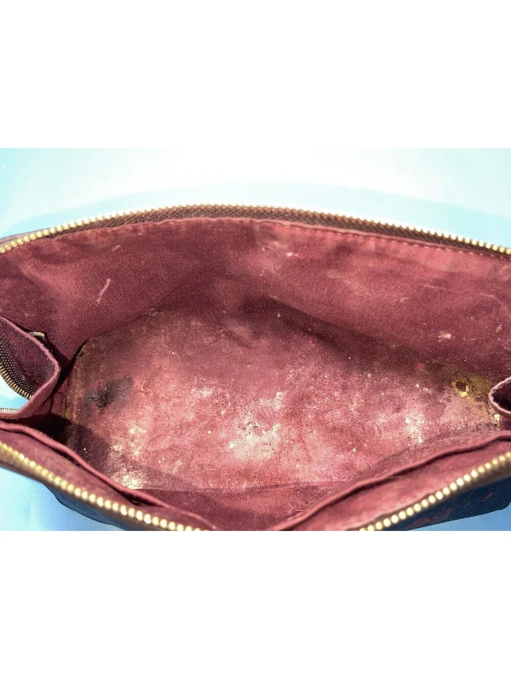 Coach Signature Floral Cosmetic Makeup Case Zip Pouch Brown Pink Women’s